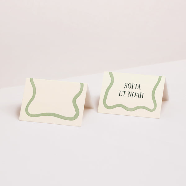 Marque-place Mariage 2 volets Vagues vertes photo