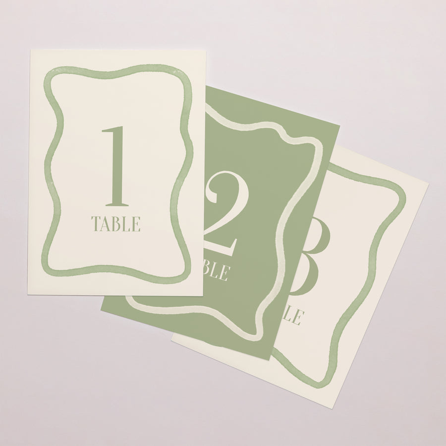 Marque table Mariage Rectangle Vagues vertes photo