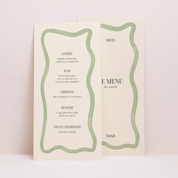 Menu Mariage Panoramique portrait Vagues vertes photo