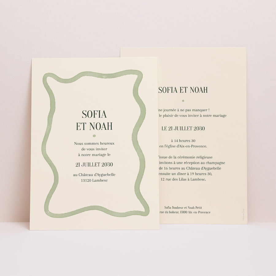 Faire-part Mariage Portrait Vagues vertes photo