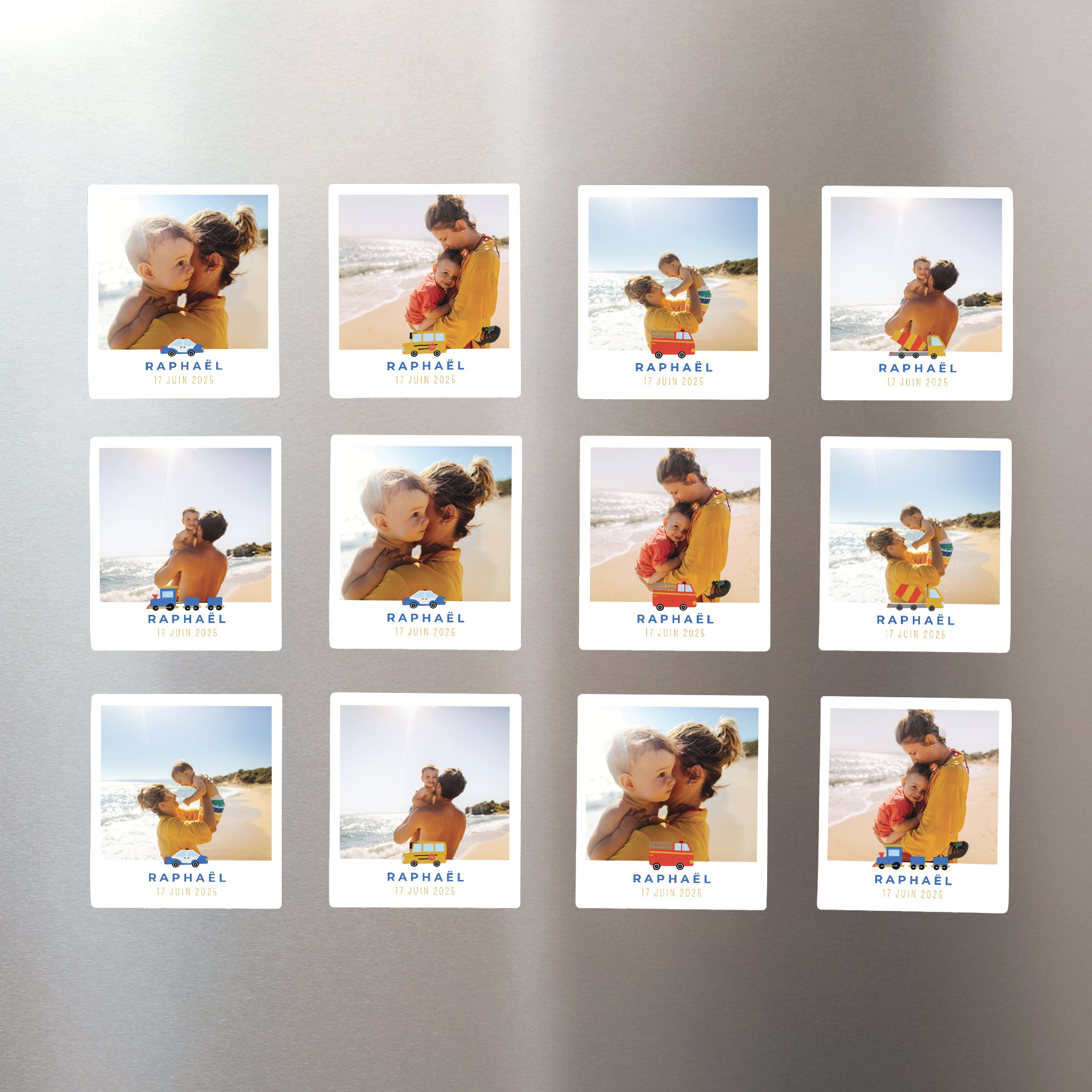 Tirage photo Anniversaire Enfant Lot de 12, magnétique En route pour la fête photo N° 1