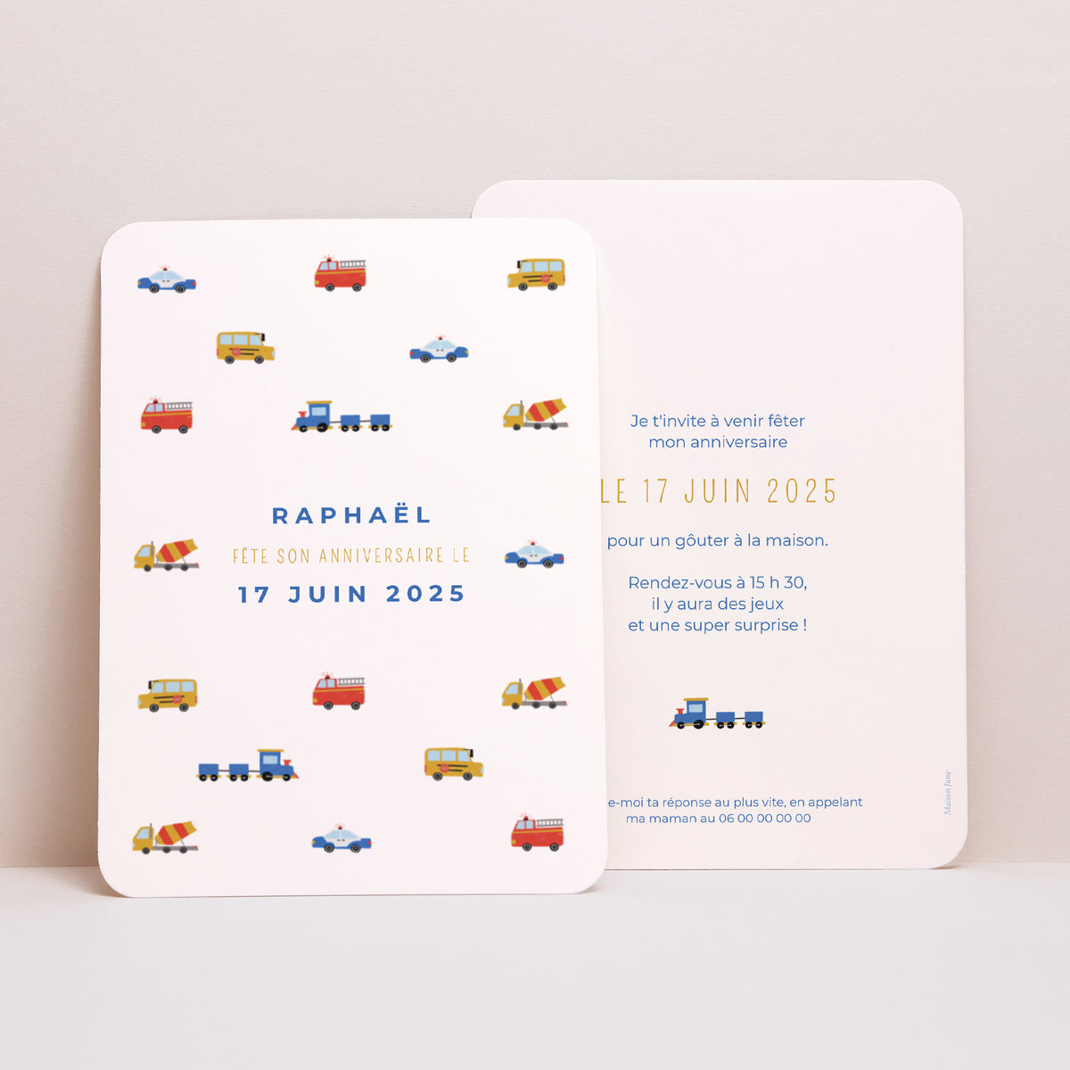 Invitations Anniversaire Enfant Portrait, bords arrondis En route pour la fête photo