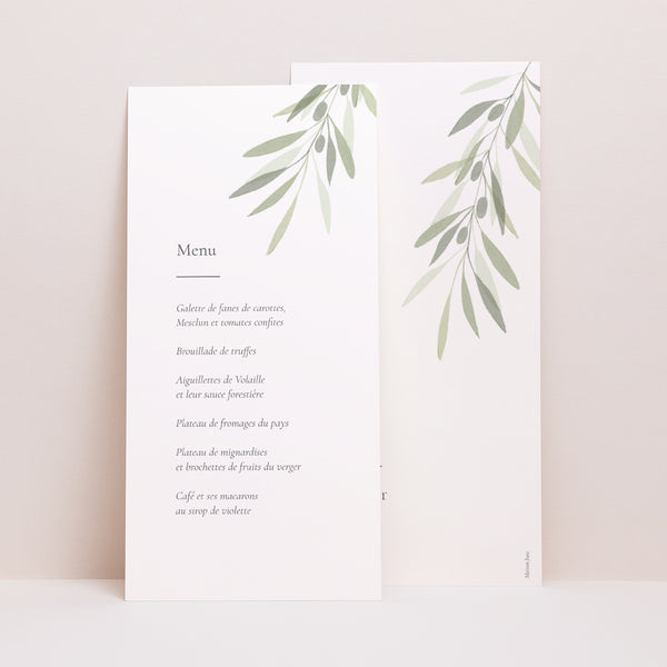 Menu Mariage Panoramique portrait Branche d'Olivier II photo