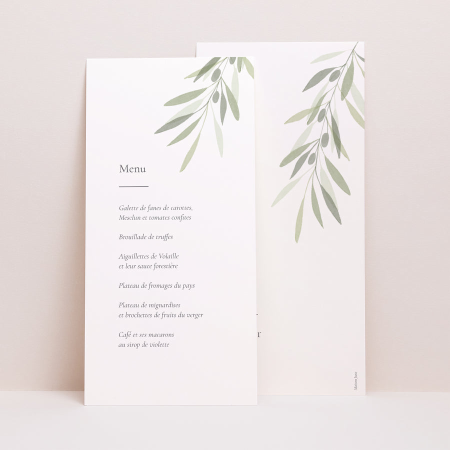 Menu Mariage Panoramique portrait Branche d'Olivier II photo