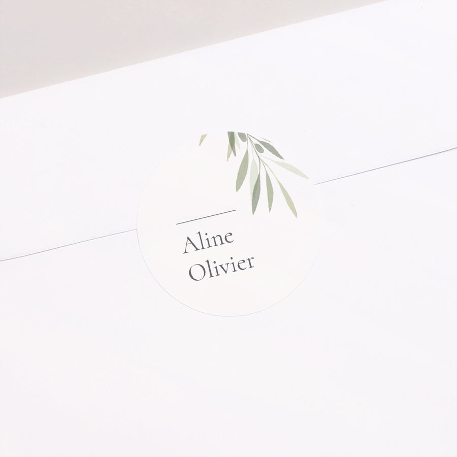Sticker Mariage Rond Branche d'Olivier II photo