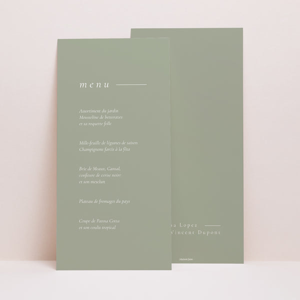 Menu Mariage Panoramique portrait Tons vert photo