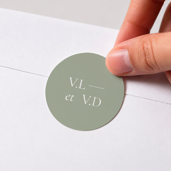 Sticker Mariage Rond Tons vert photo