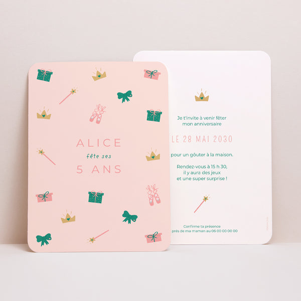 Invitations Anniversaire Enfant Portrait, bords arrondis Petite princesse photo