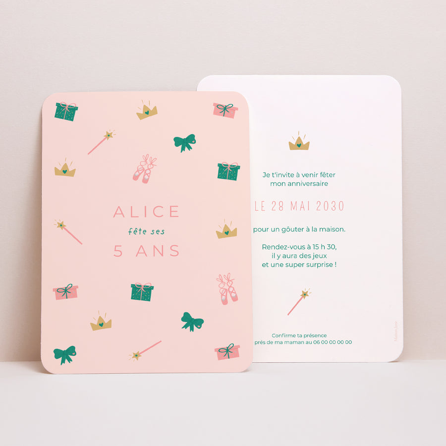 Invitations Anniversaire Enfant Portrait, bords arrondis Petite princesse photo