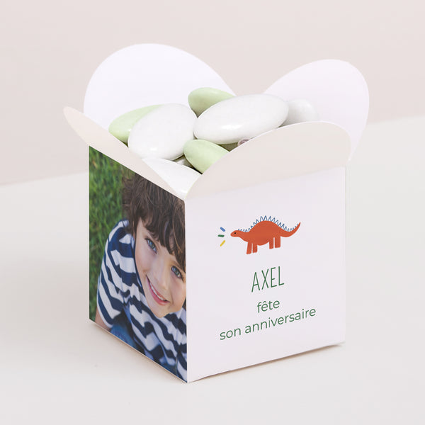 Boîte à bonbons Anniversaire Enfant Ouverture papillon Petits Dinos photo