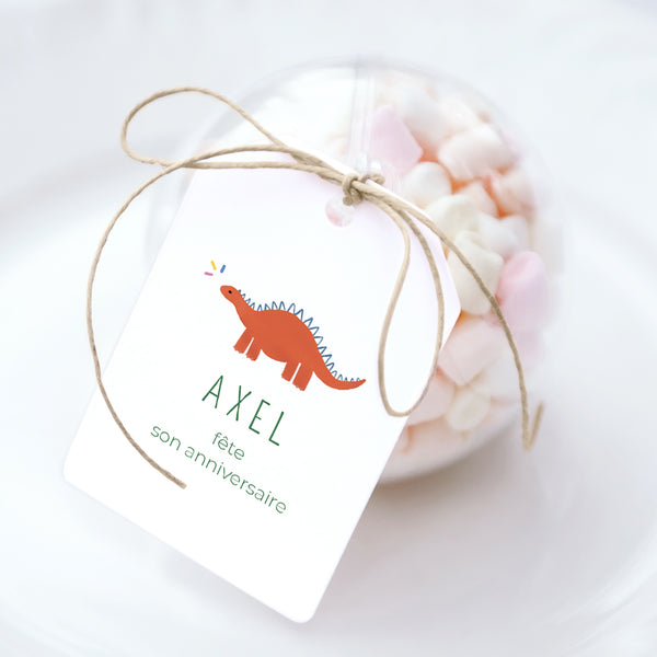Boîte à bonbons Anniversaire Enfant boule avec étiquette fanion Petits Dinos photo