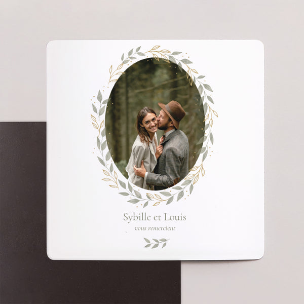 Remerciements Mariage Lot de 9, magnétique Couronne végétale dorée photo