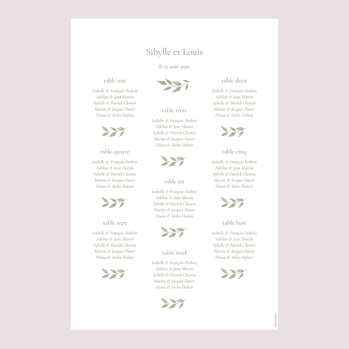 Plan de table Mariage Portrait Couronne végétale dorée photo N° 2