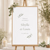 Panneau bienvenue Mariage Portrait 60 x 90 cm Couronne végétale dorée photo N° 1