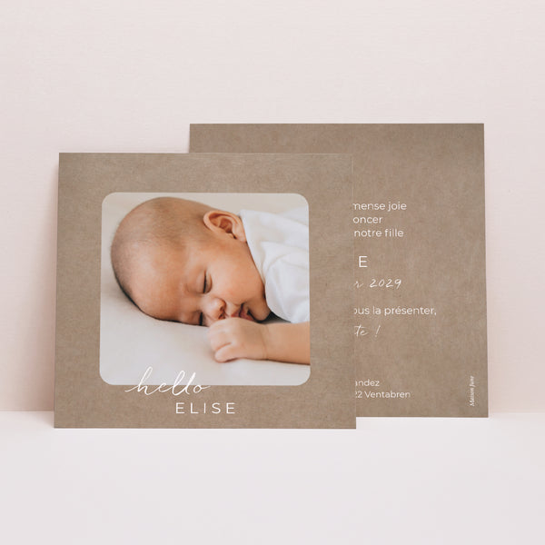 Faire-part Naissance Carré Composition kraft 2 photo