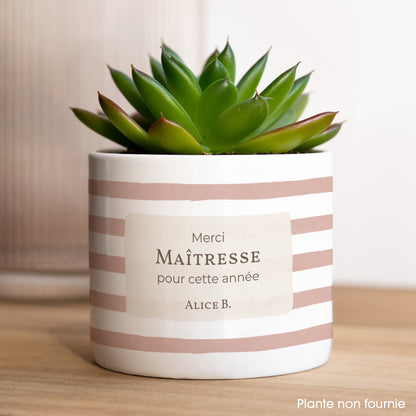 Pot de fleurs 48 cl Rayures d’écolière, Rose photo N° 1