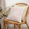 Coussin Beige naturel Rayures d’écolière, Rose photo N° 2