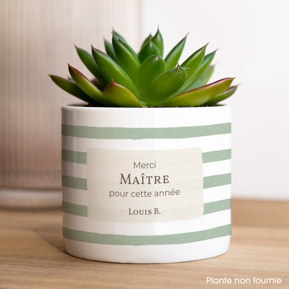 Pot de fleurs 48 cl Rayures d’écolier, Vert photo N° 1