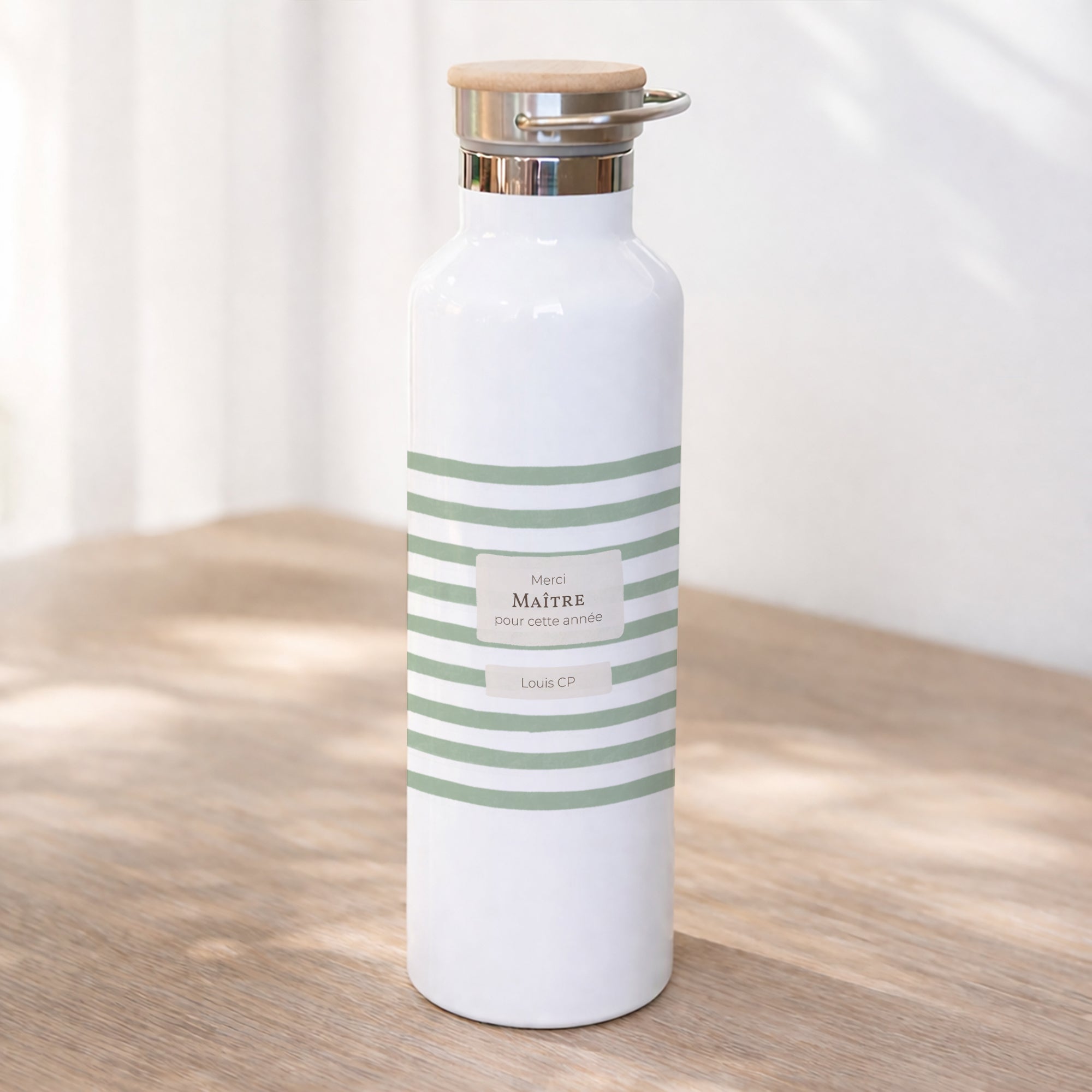 Gourde Objets 75 cl Rayures d’écolier, Vert photo N° 1