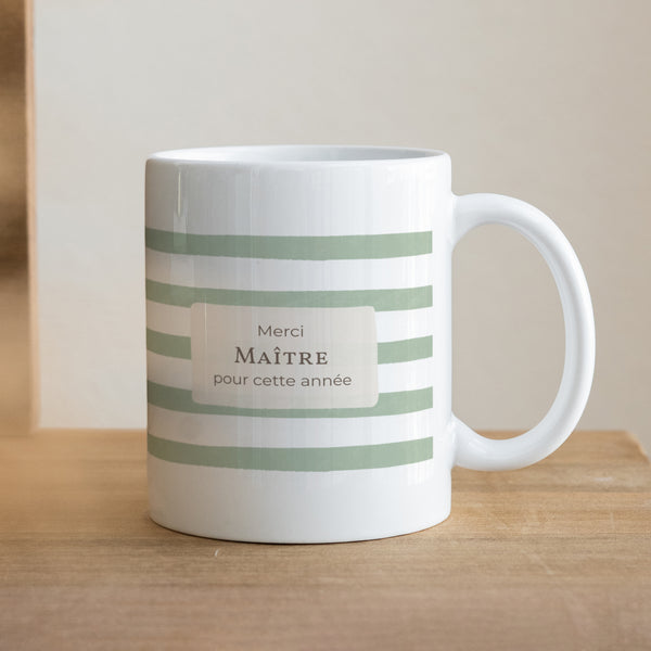 Mug Objets Blanc Rayures d’écolier, Vert photo