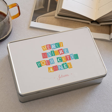 Boite métallique Objets Rectangle Merci colorés