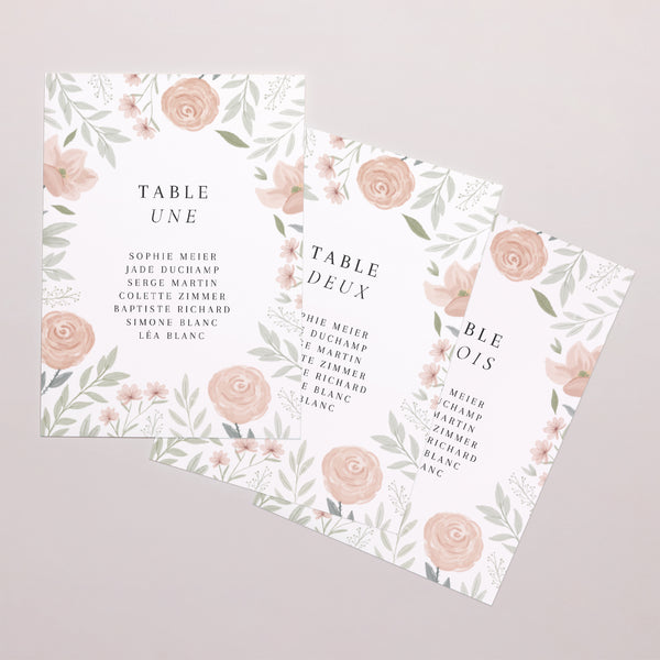 Marque table Mariage Rectangle Encadré floral photo