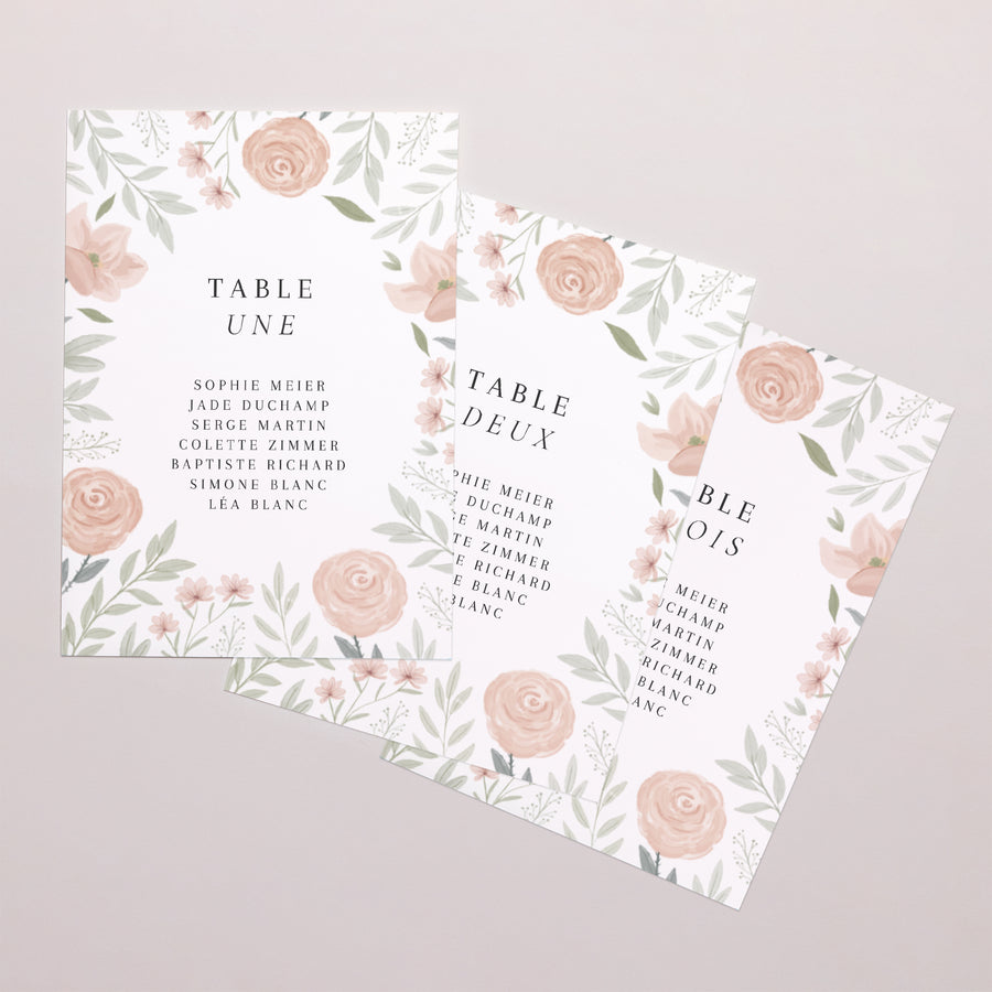 Marque table Mariage Rectangle Encadré floral photo