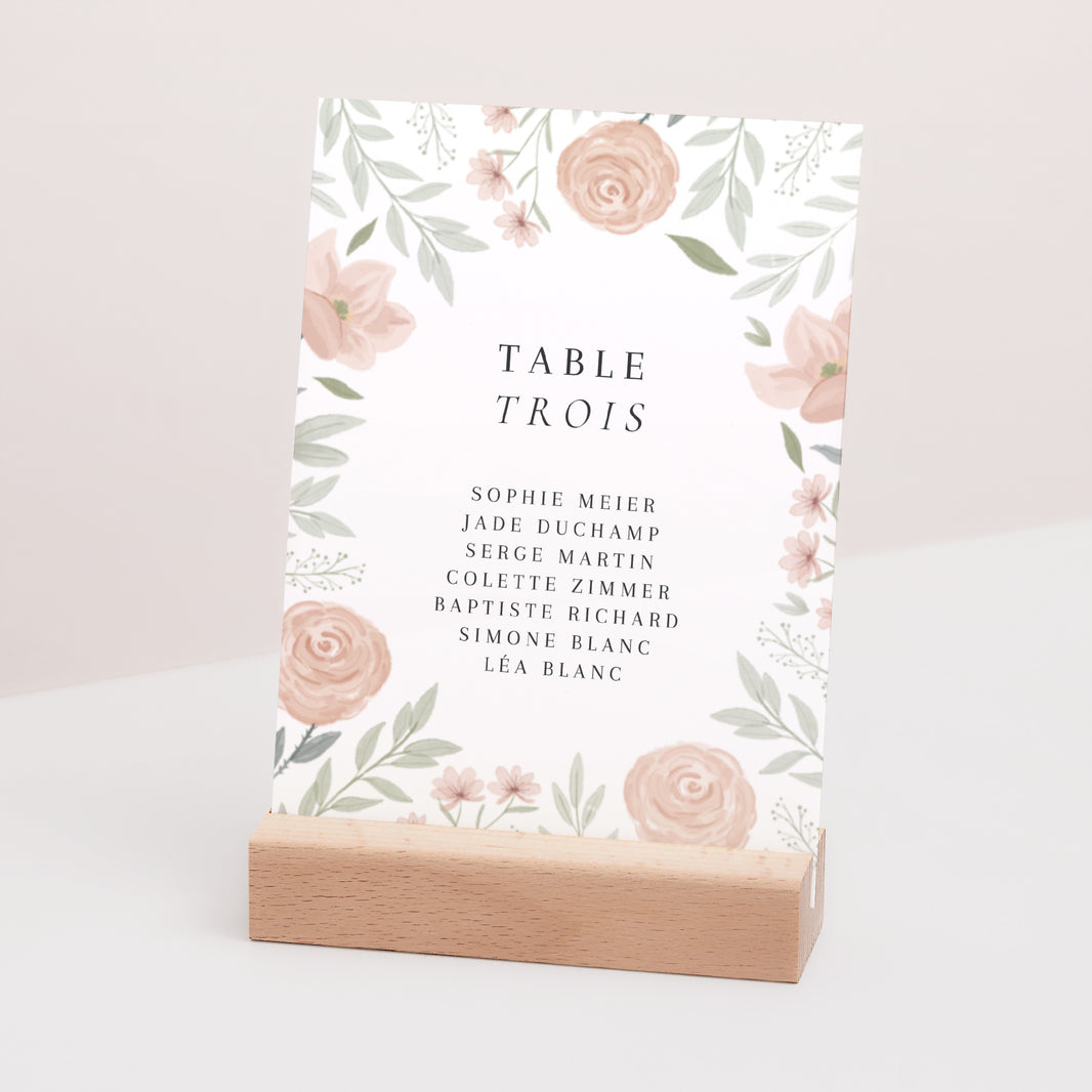 Marque table Mariage Rectangle Encadré floral photo N° 3