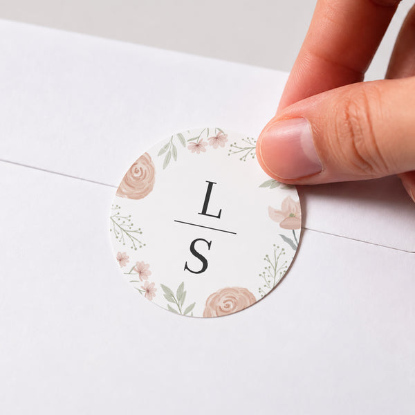 Sticker Mariage Rond Encadré floral photo