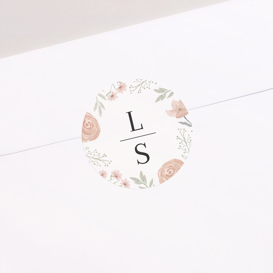 Sticker Mariage Rond Encadré floral photo