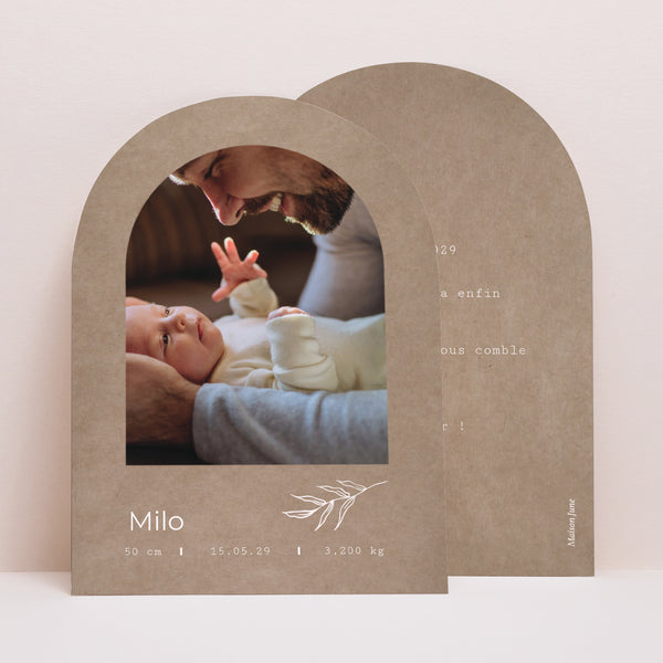 Faire-part Naissance Petite arche Brin et kraft photo