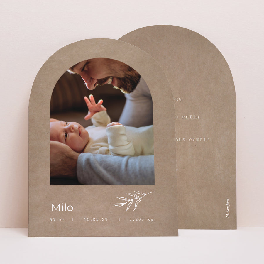 Faire-part Naissance Petite arche brin et kraft photo