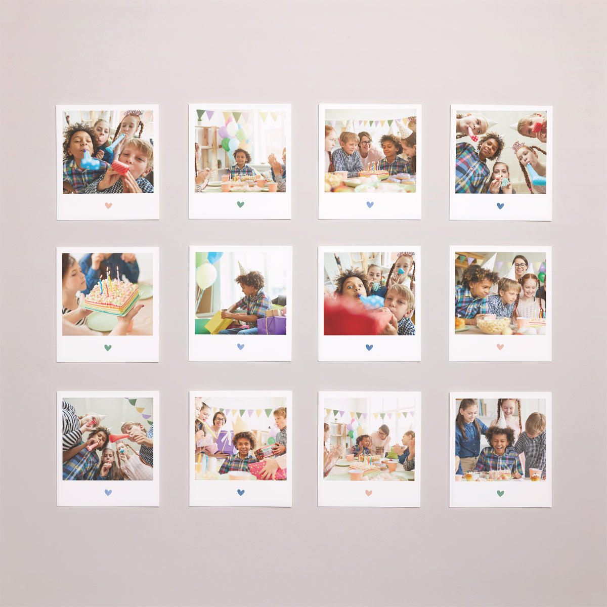 Tirage photo Anniversaire Enfant Lot de 12 Cœur en Couleur photo