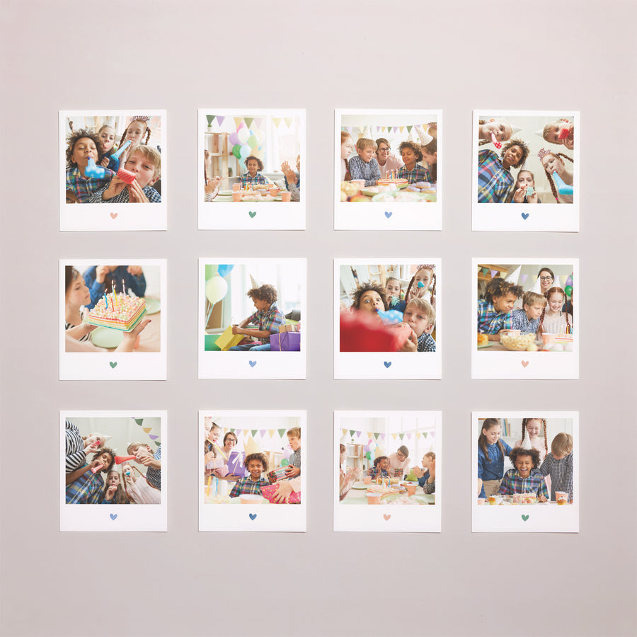Tirage photo Anniversaire Enfant Lot de 12 Cœur en Couleur photo