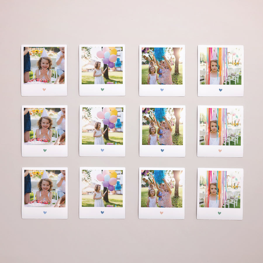 Tirage photo Anniversaire Enfant Lot de 12, magnétique Cœur en Couleur photo