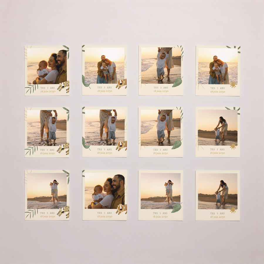 Tirage photo Anniversaire Enfant Lot de 12 Animaux Savane photo