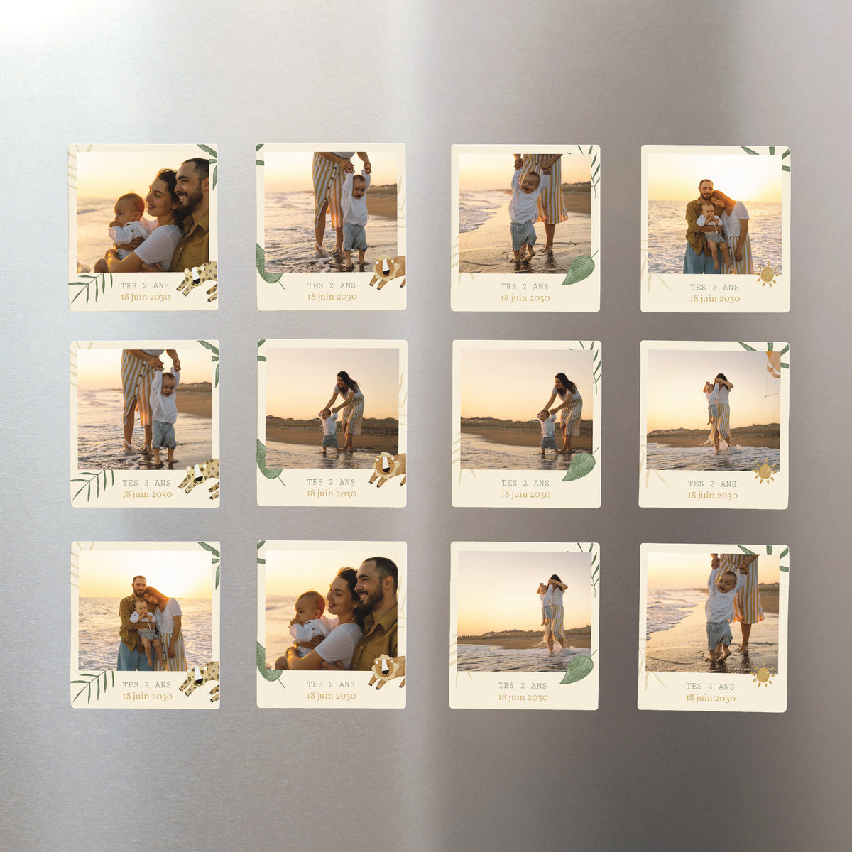 Tirage photo Anniversaire Enfant Lot de 12, magnétique Animaux Savane photo