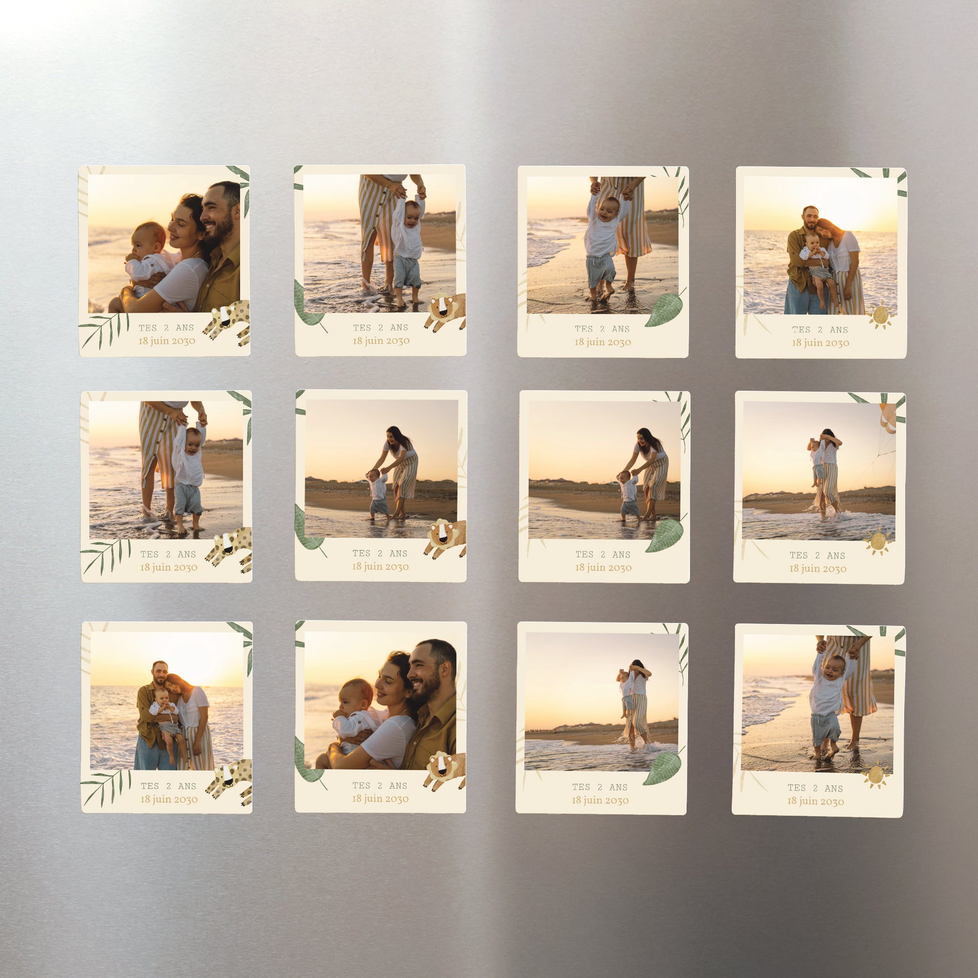 Tirage photo Anniversaire Enfant Lot de 12, magnétique Animaux Savane photo N° 1