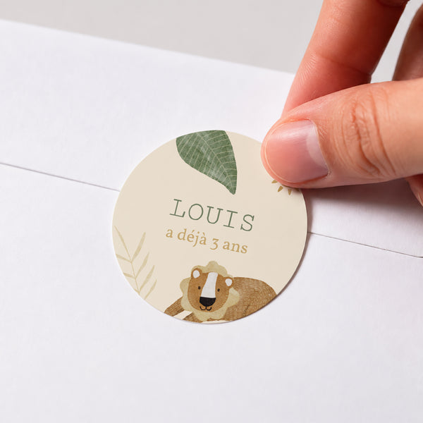 Sticker Anniversaire Enfant Rond Animaux Savane photo