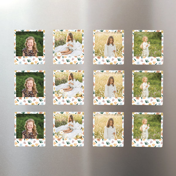 Tirage photo Anniversaire Enfant Lot de 12, magnétique Fleurs photo
