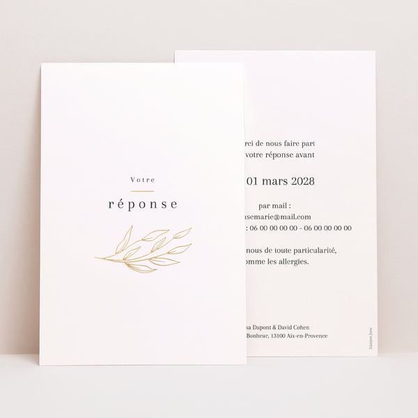 Carton réponse Mariage Portrait Alliance romantique photo