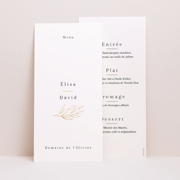 Menu Mariage Panoramique portrait Alliance romantique photo