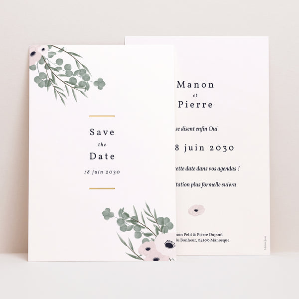 Save the date Mariage Portrait Cadre romantique photo