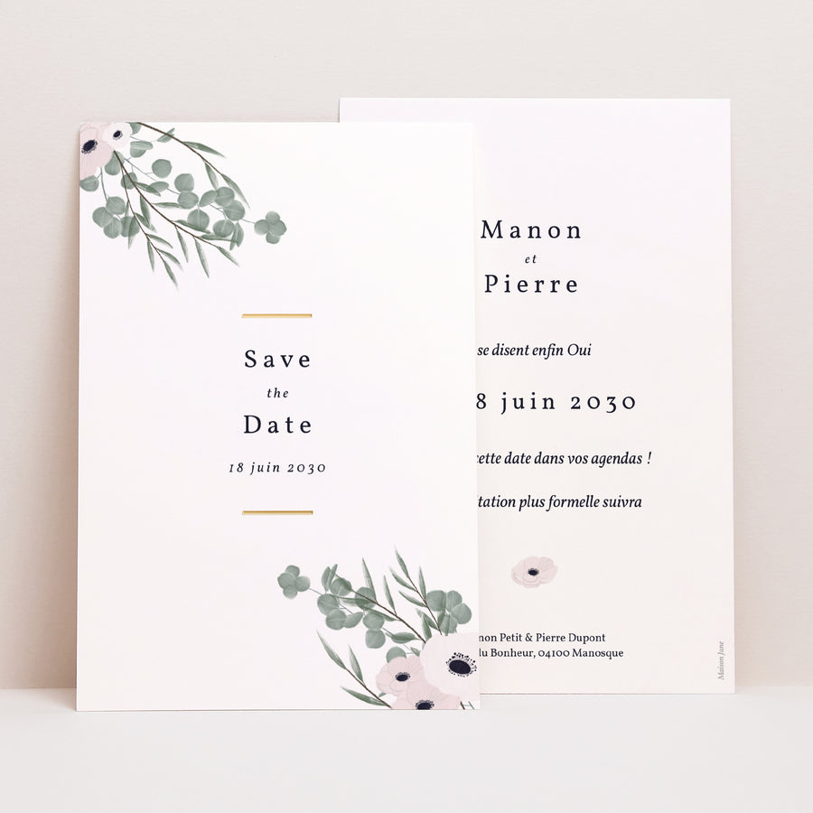 Save the date Mariage Portrait Cadre romantique photo