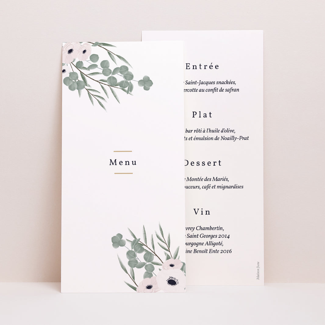 Menu Mariage Panoramique portrait Cadre romantique photo N° 1