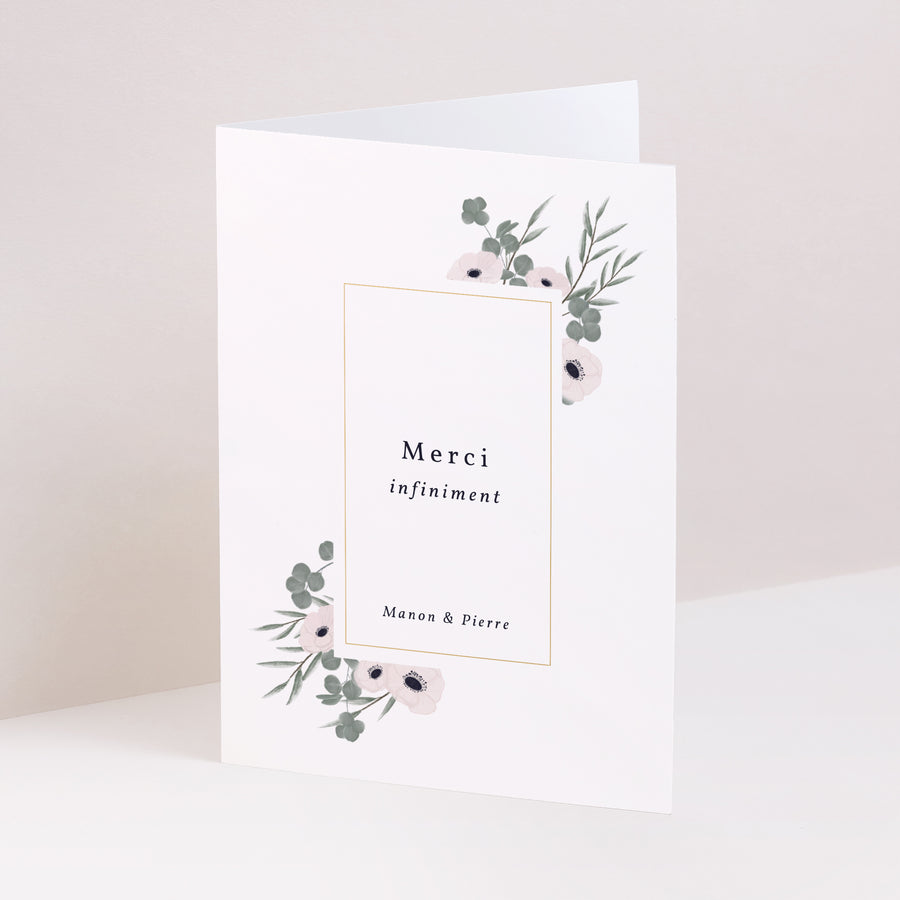 Remerciements Mariage Portrait double volet Cadre romantique photo