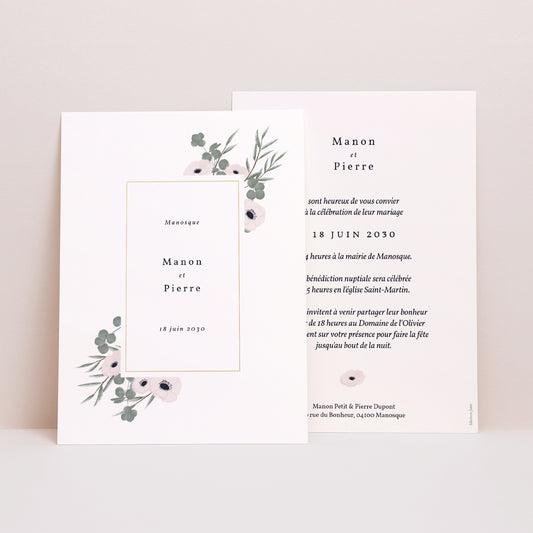 Faire-part Mariage Portrait Cadre romantique photo