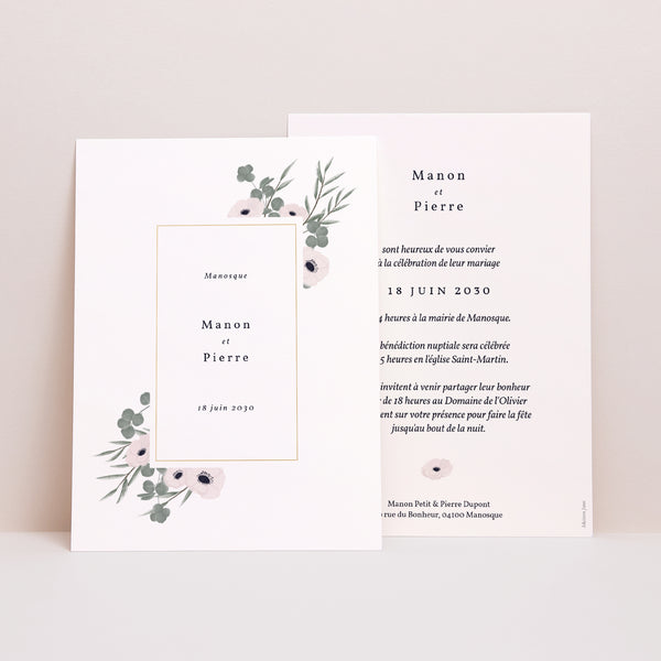 Faire-part Mariage Portrait Cadre romantique photo