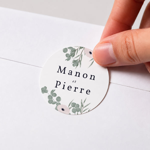 Sticker Mariage Rond Cadre romantique photo