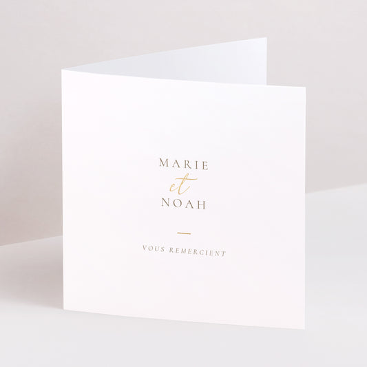 Remerciements Mariage Carré double volet Dorure élégante photo